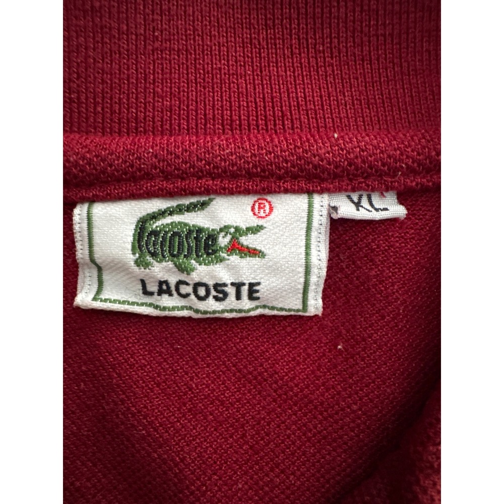 Lacoste Mens Burgundy Short Sleeve Polo Shirt Croc Logo Size XL - Picture 4 of 5